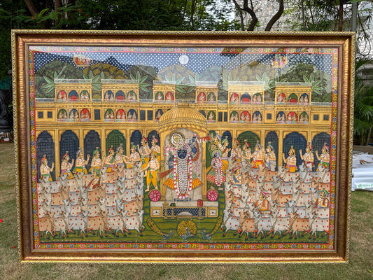 Shrinathji Pichwai Royal Court | 6x4 ft | Framed