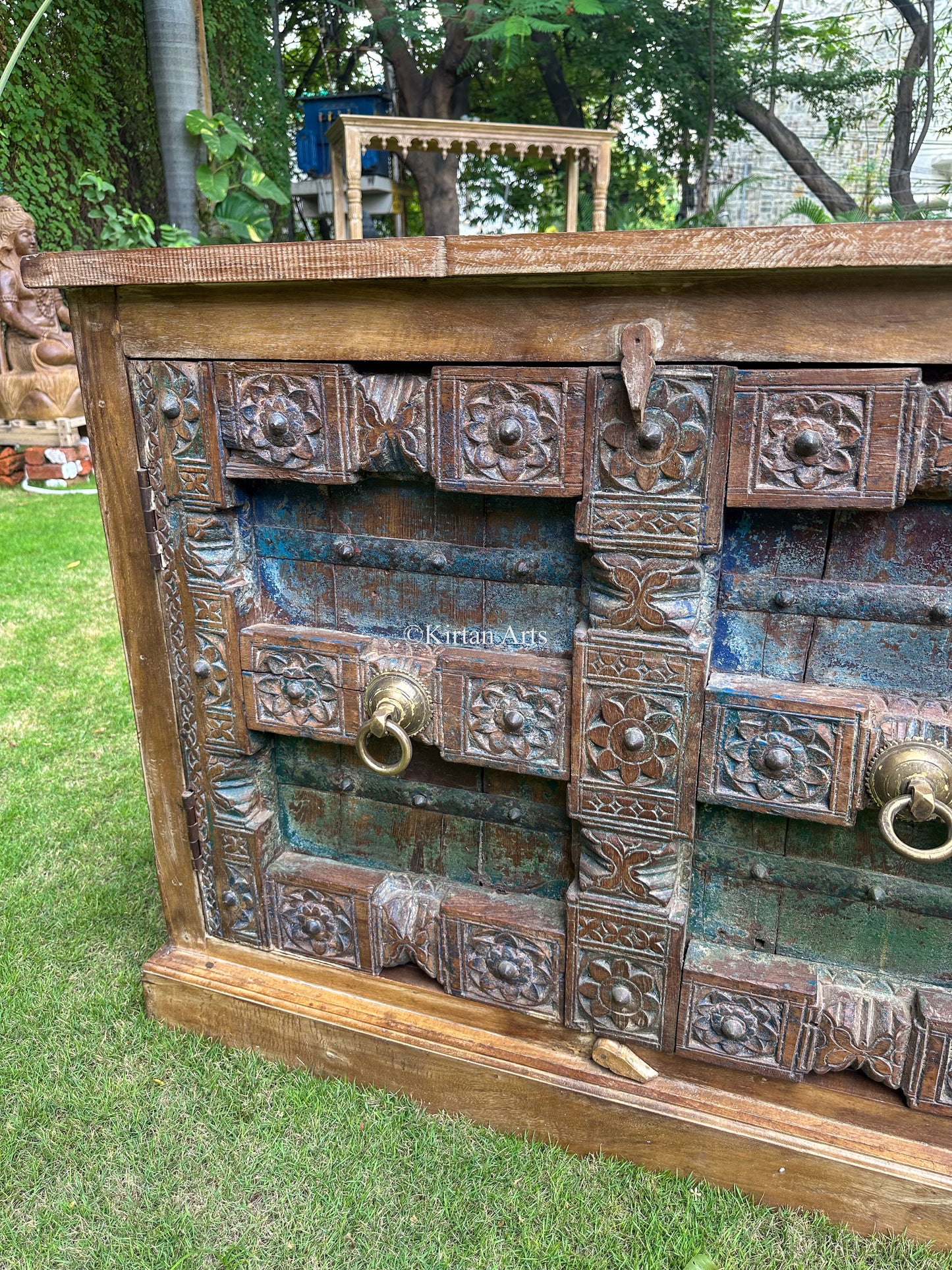 Vintage Sideboard | Brass Fittings | 7ft | Dark Finish