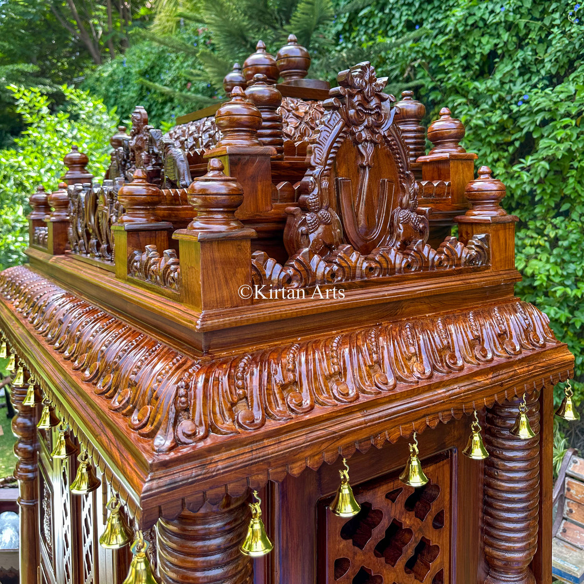 Teakwood Cupboard-Style Home Mandir 96" | Dashavatar Carvings