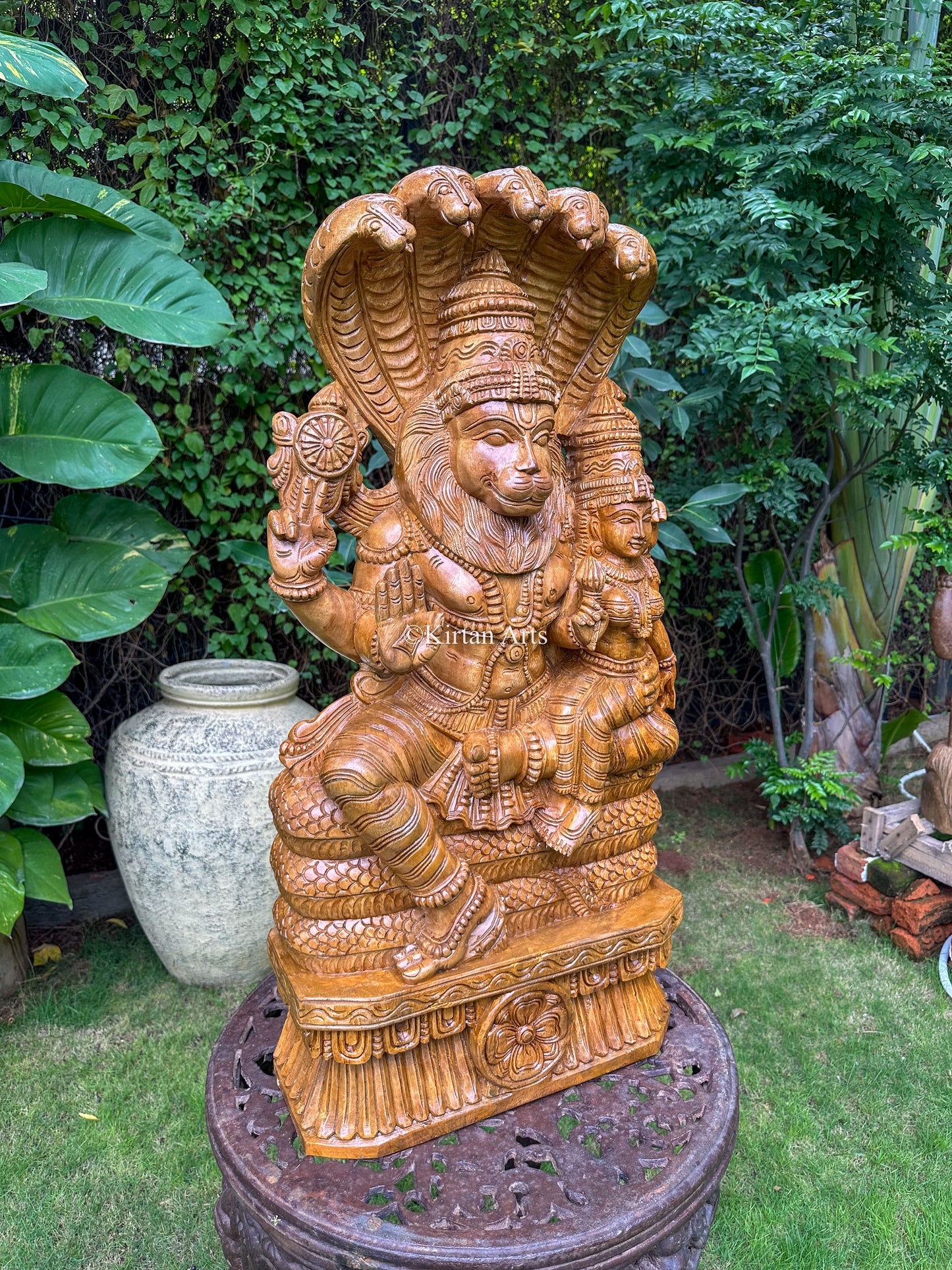 Lakshmi Narasimha Wood Carved Idol | 3ft |