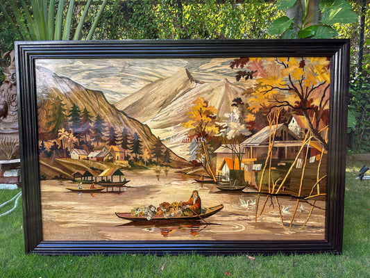 Dal Lake Rosewood Wall Panel | Wooden Inlay work | 6x4 ft