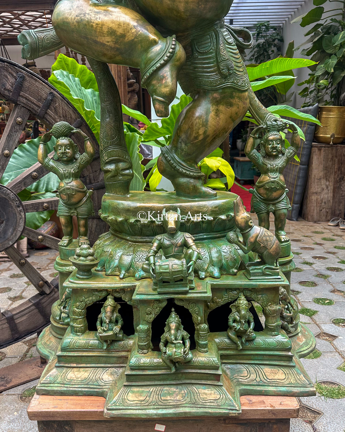 Large Brass Nritya Ganesha 68" | Antique Green-Patina