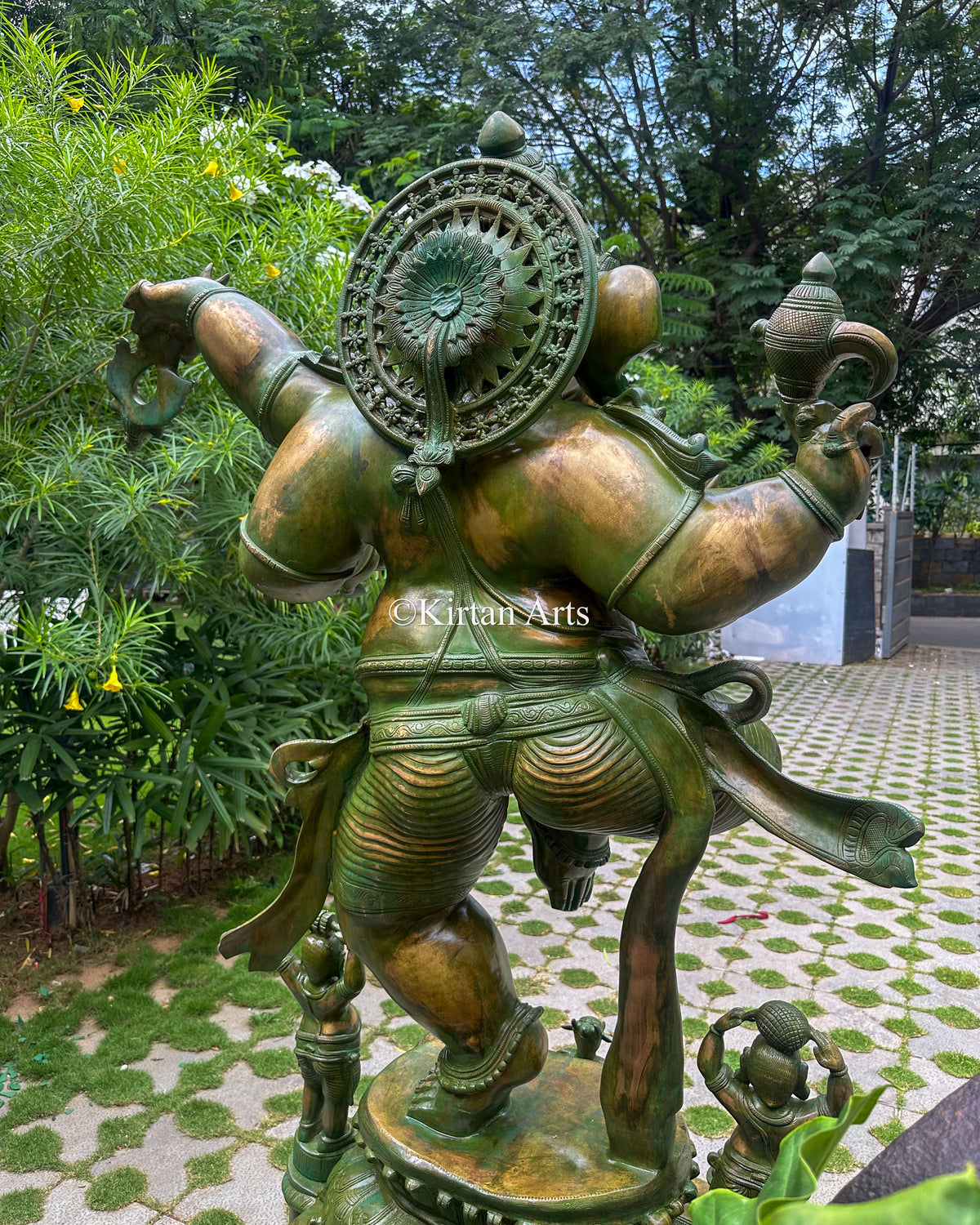 Large Brass Nritya Ganesha 68" | Antique Green-Patina