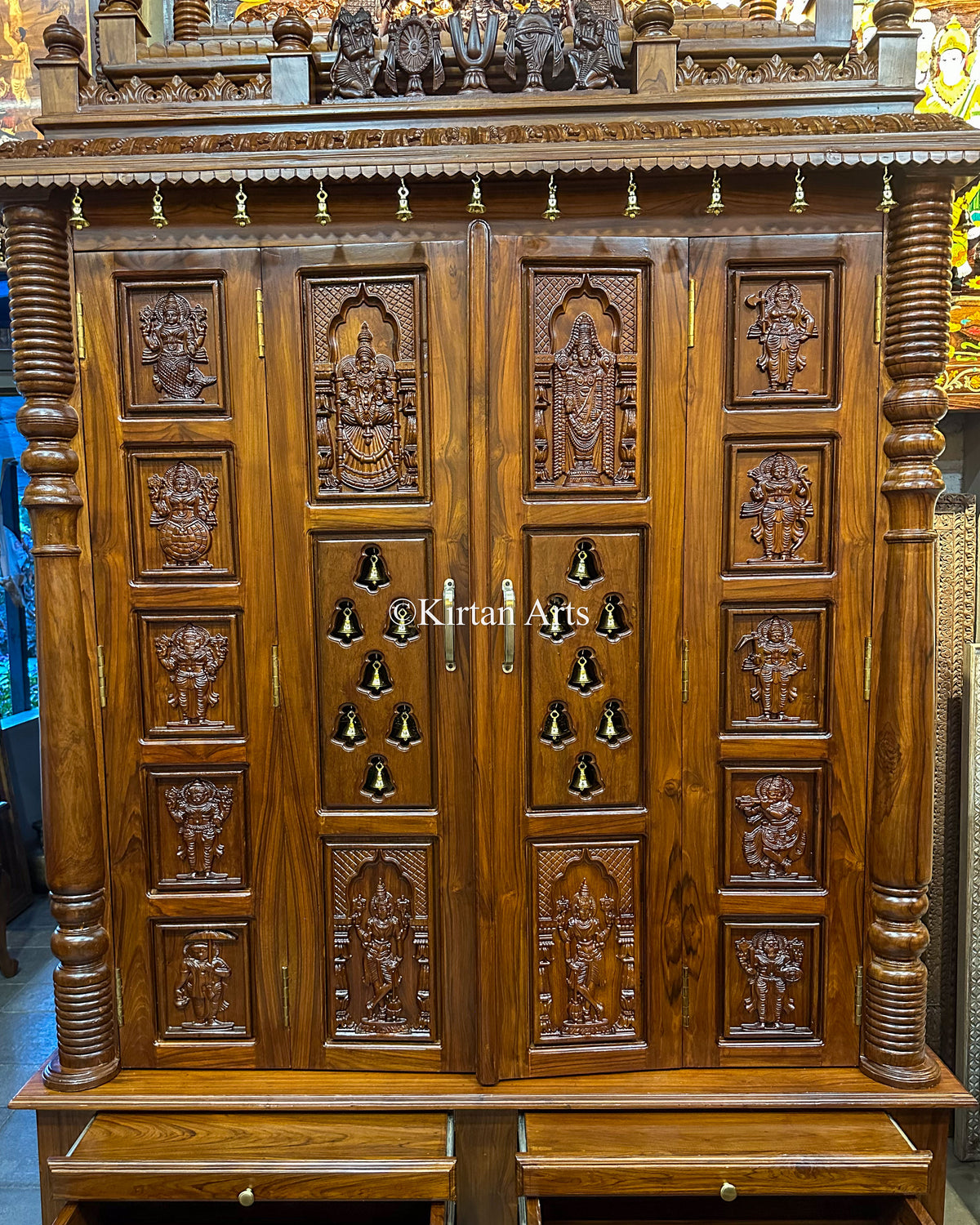 Majestic Teakwood Dasavatar Carved Mandir 102"