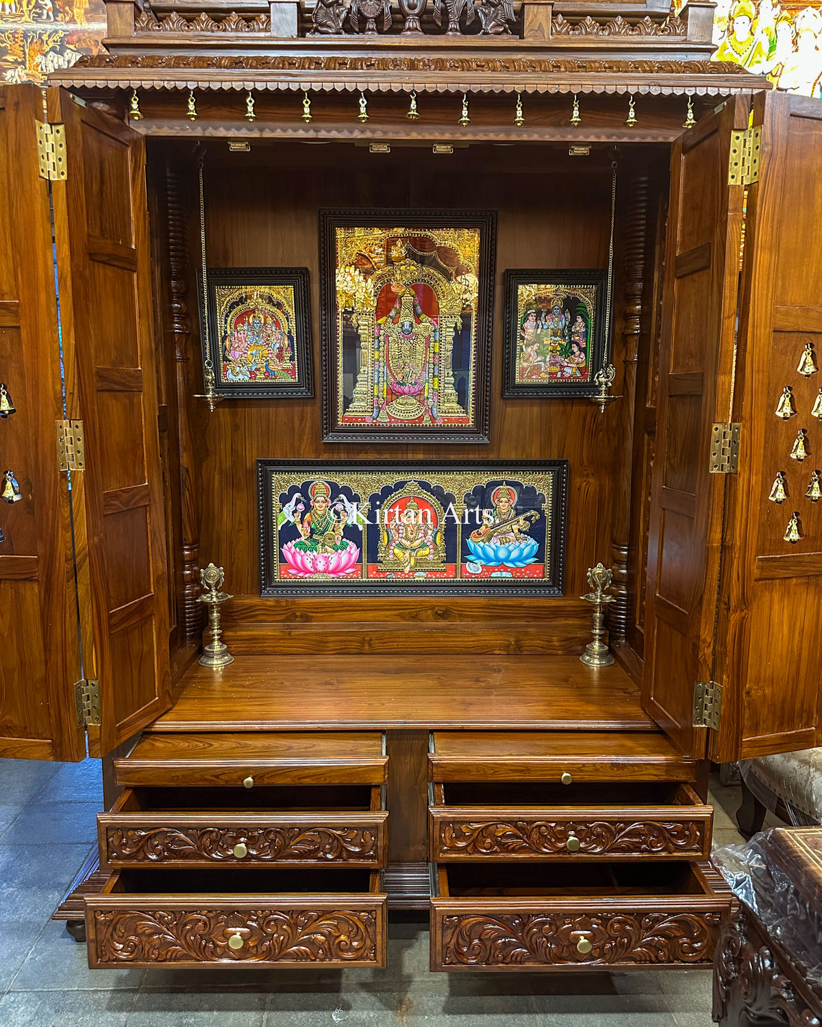 Majestic Teakwood Dasavatar Carved Mandir 102"