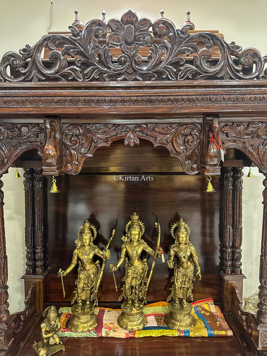 Handcarved Rosewood Mandir | Storage | 88"