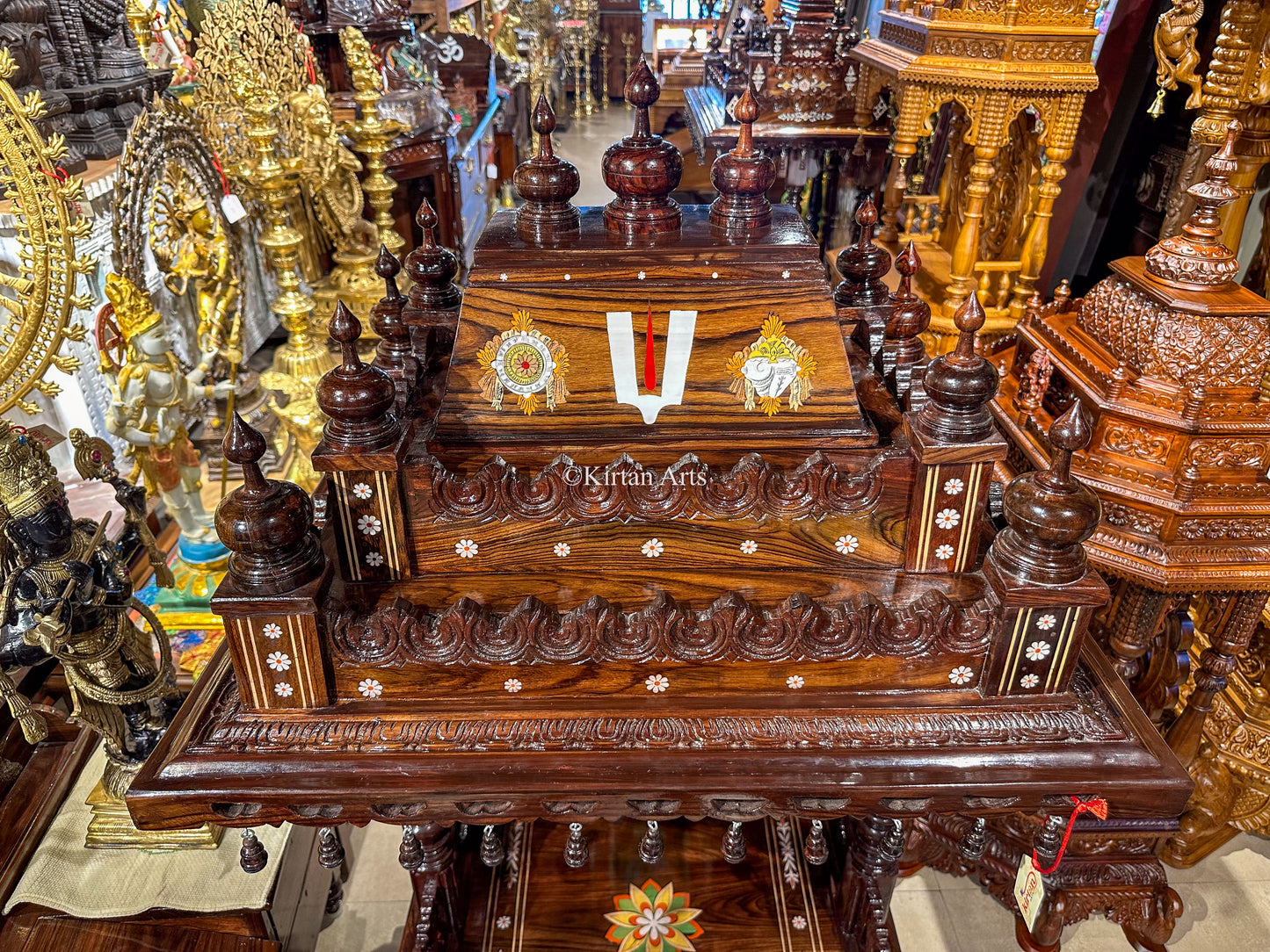 Rosewood Mandir 52" Tirupati Balaji Inlay