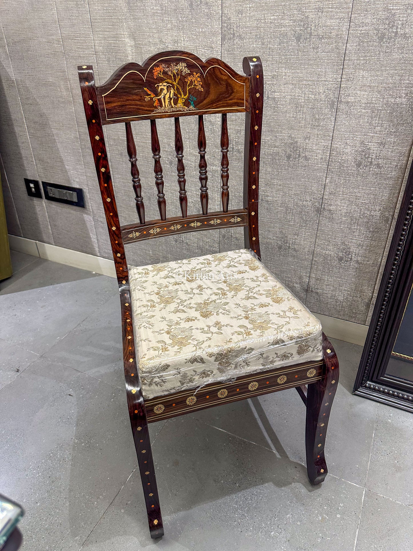 Rosewood Dining 6 Seater Set | Jungle Theme Inlay | 6x4 ft