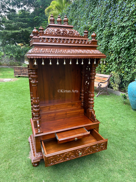 Teakwood Carved Mandir | 6x3x2 ft