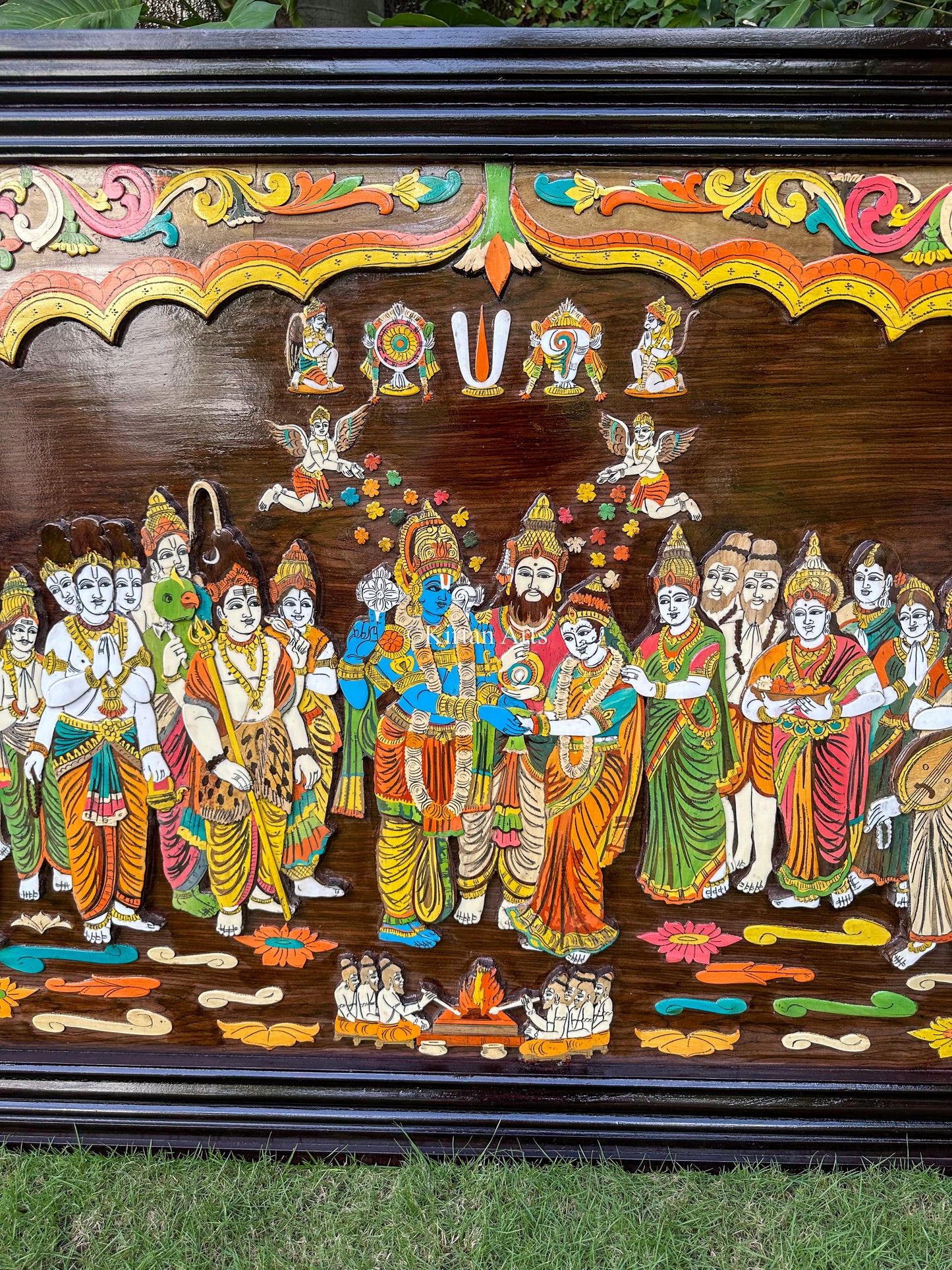 Srinivasa Kalyanam Panel | Teakwood Frame | Embossed Work | 5x3 ft