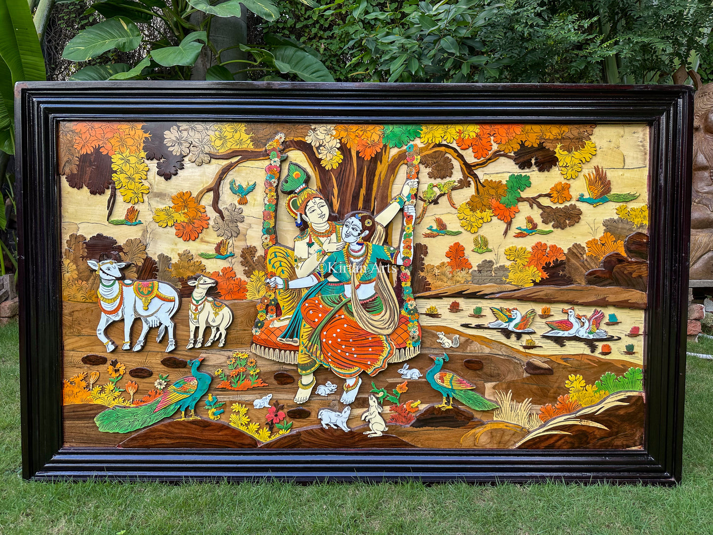 RadhaKrishna Wall Panel | Embossed Artwork | 3x5 ft