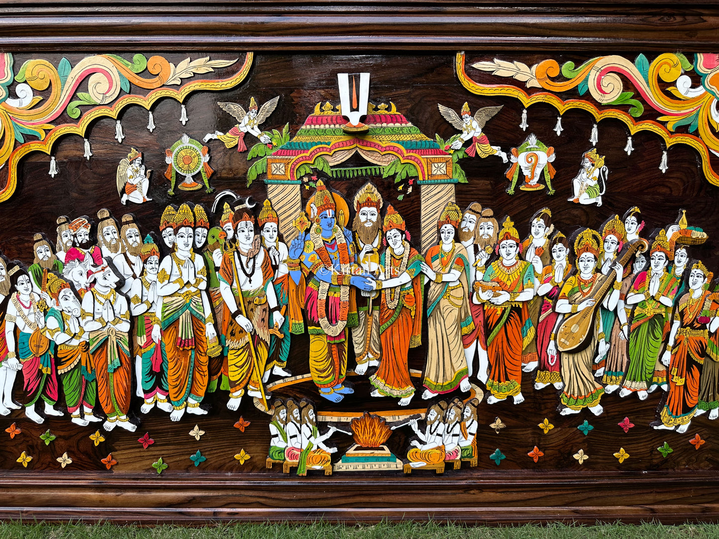 Srinivasa Kalyanam Panel | Rosewood Frame | Embossed Work | 5x3 ft