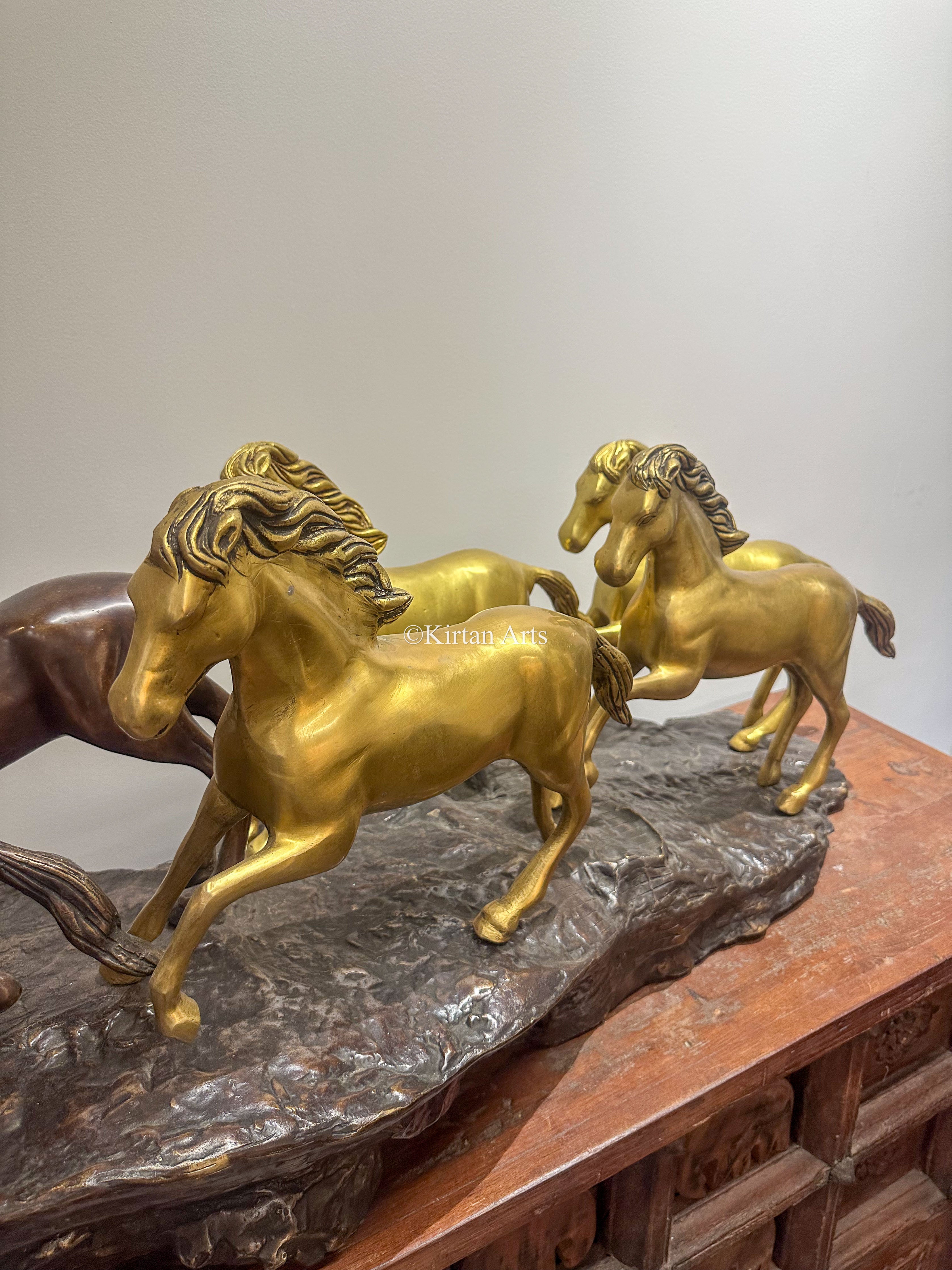 7 Lucky Horses Brass Sculpture | Feng Shui and Vastu Compliant