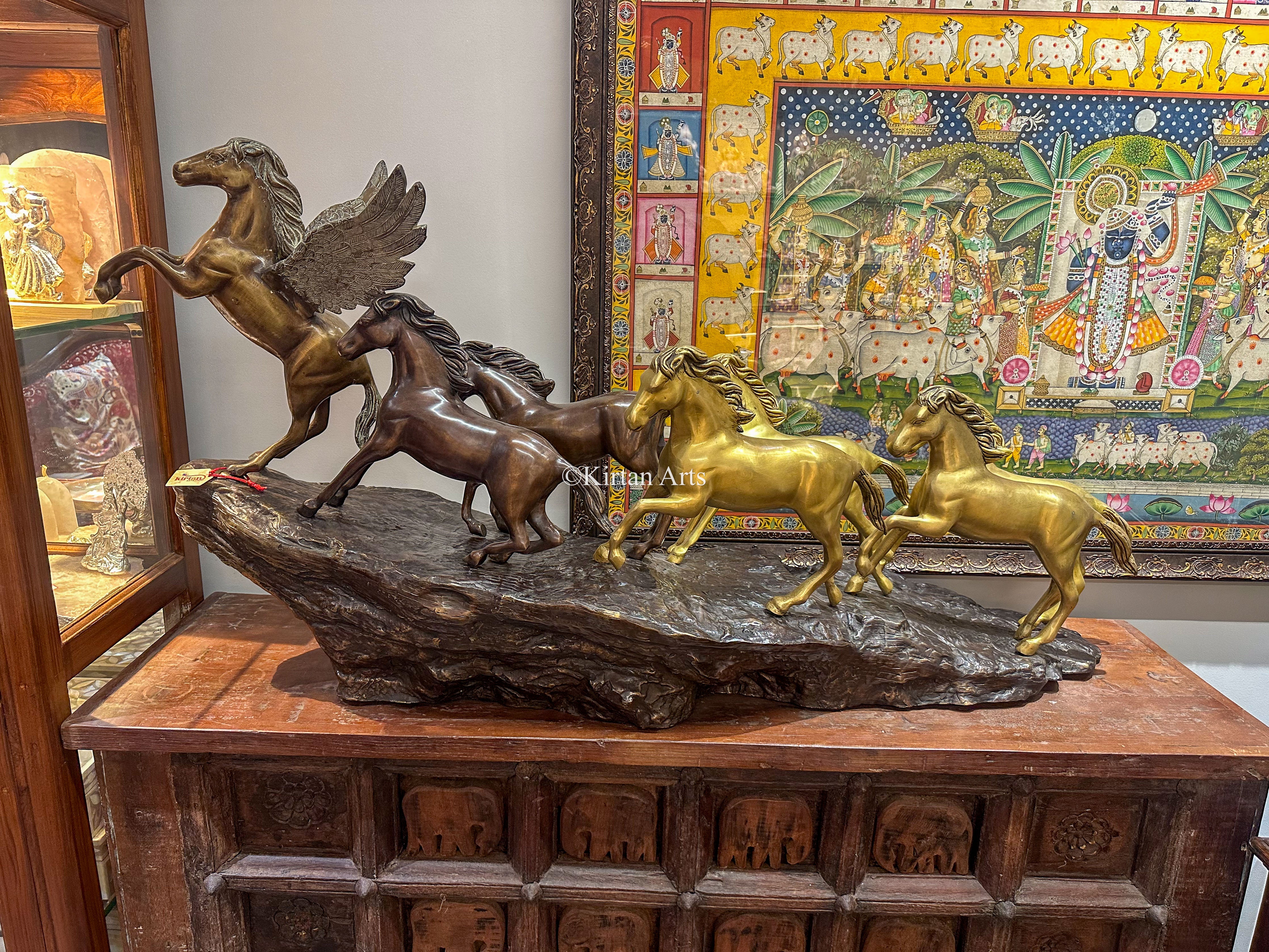 7 Lucky Horses Brass Sculpture | Feng Shui and Vastu Compliant