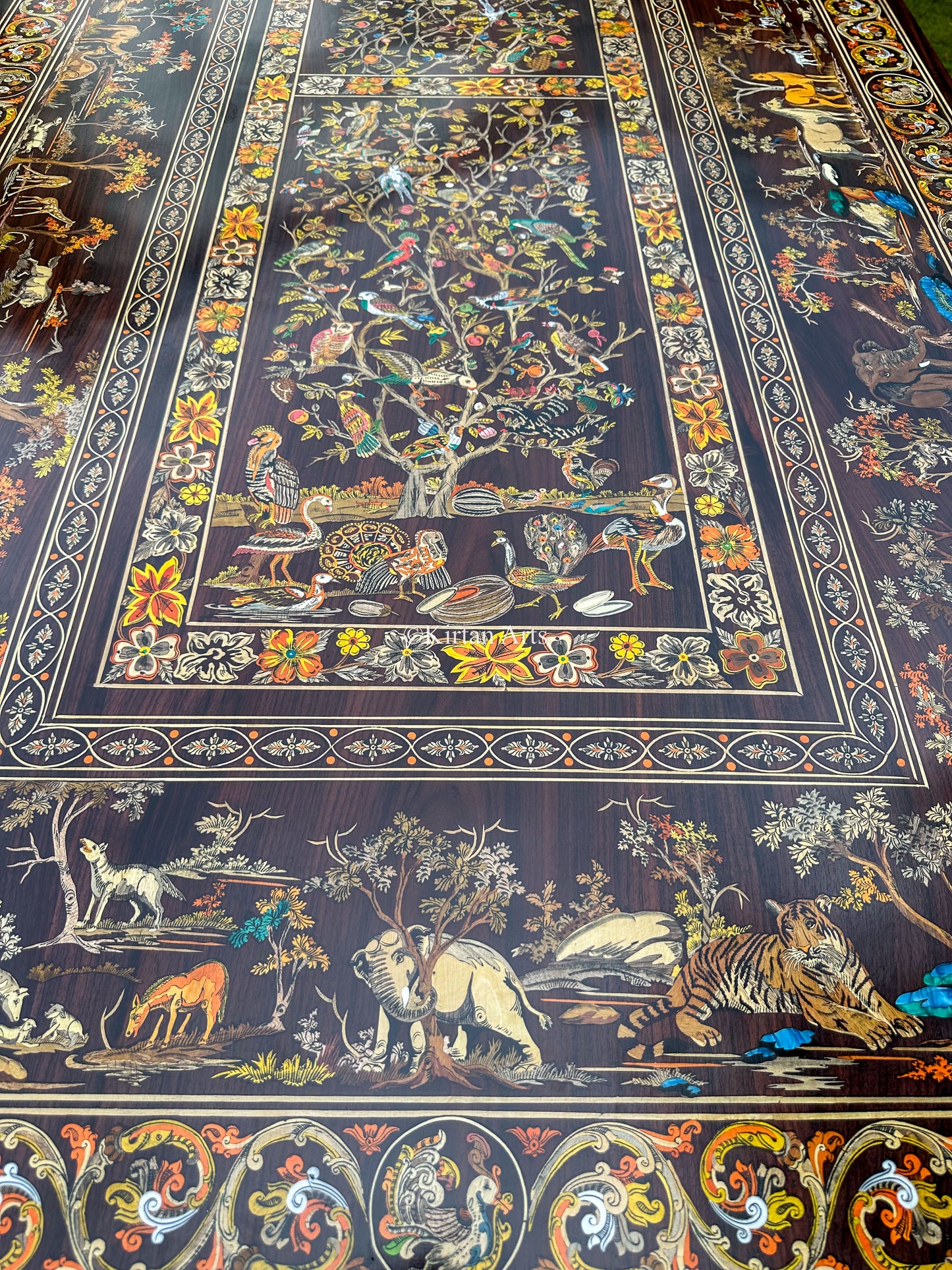 Rosewood Dining 8 Seater Set | Jungle Theme Inlay | 8x4 ft