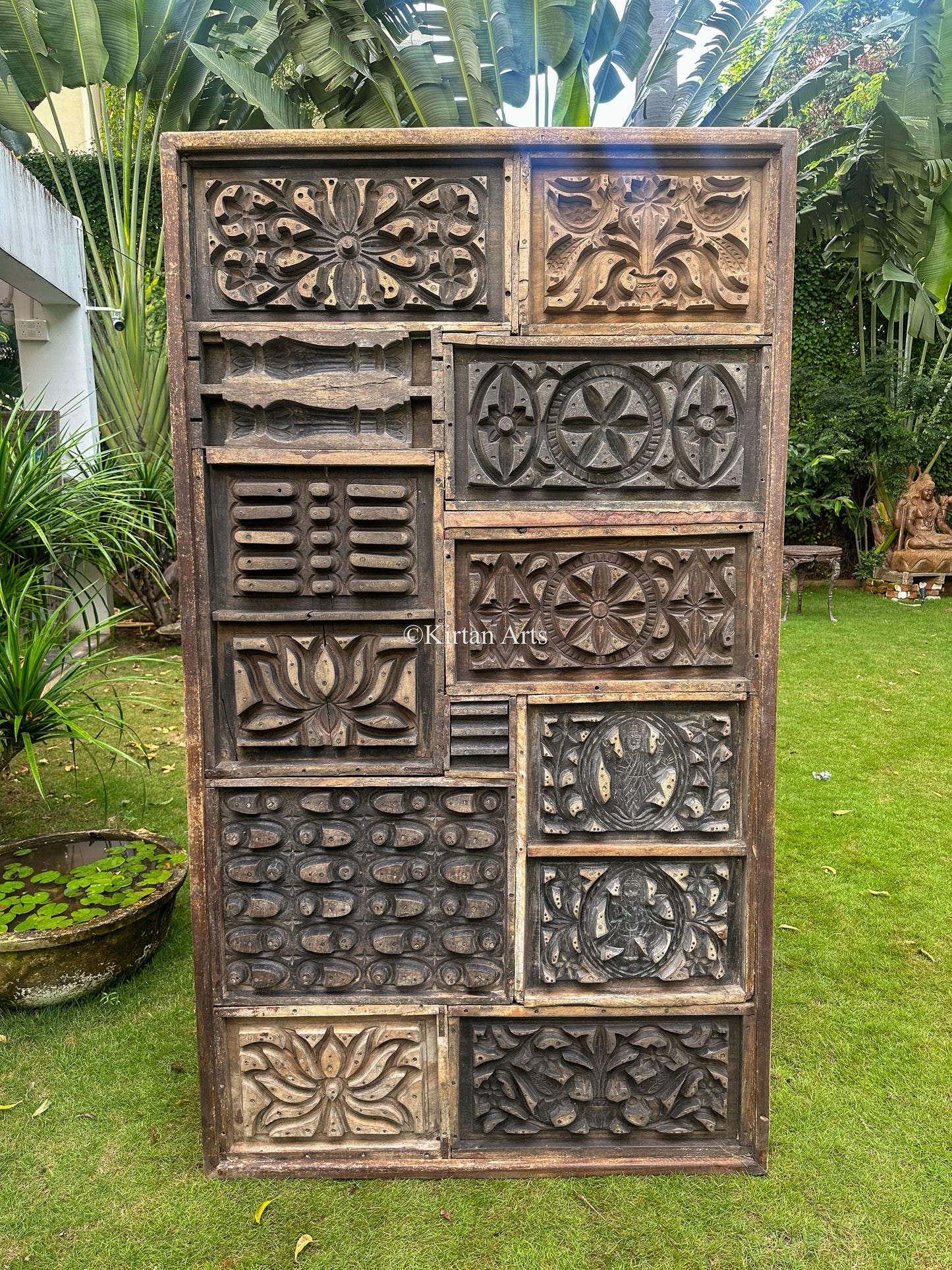 Antique Wooden Panel | Repurposed Printing Blocks | 7x4 ft