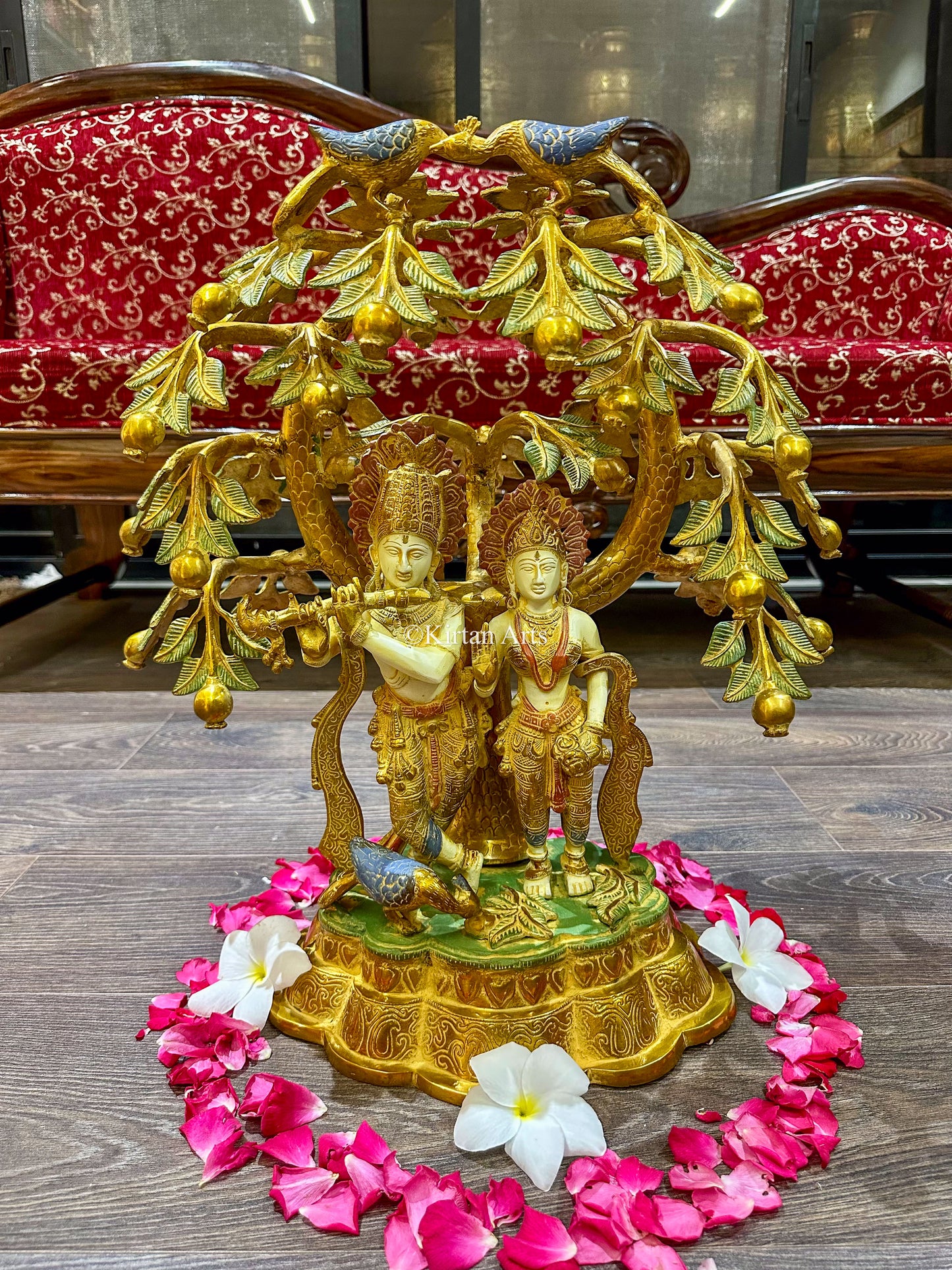 Brass RadhaKrishna | Kadamba Tree | Festive Colours | 21"