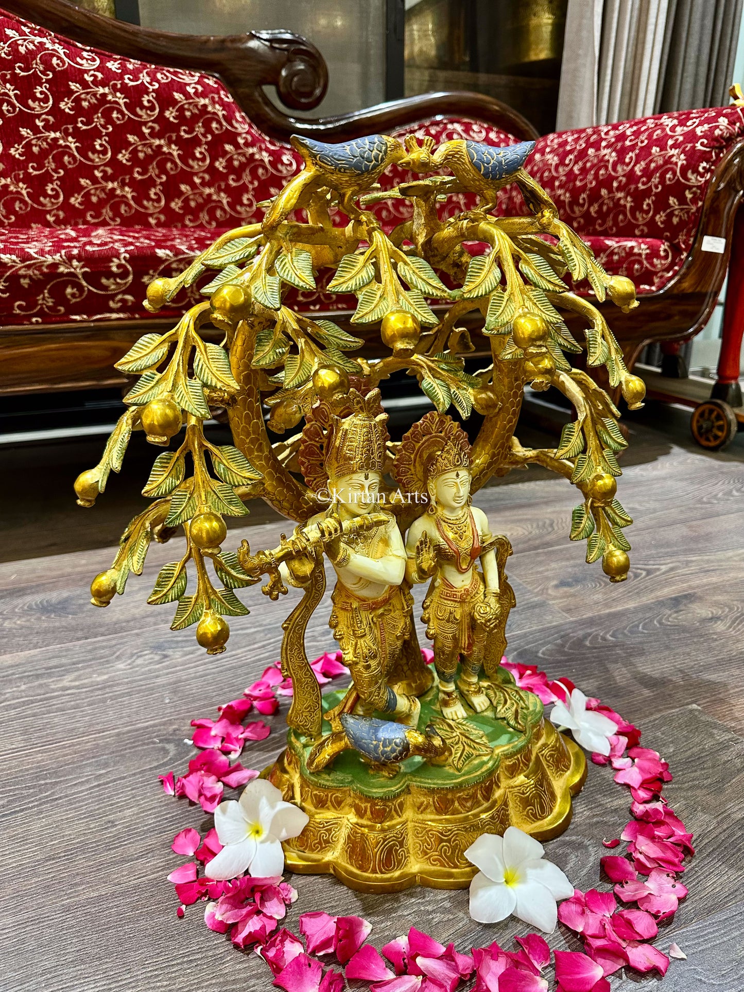 Brass RadhaKrishna | Kadamba Tree | Festive Colours | 21"