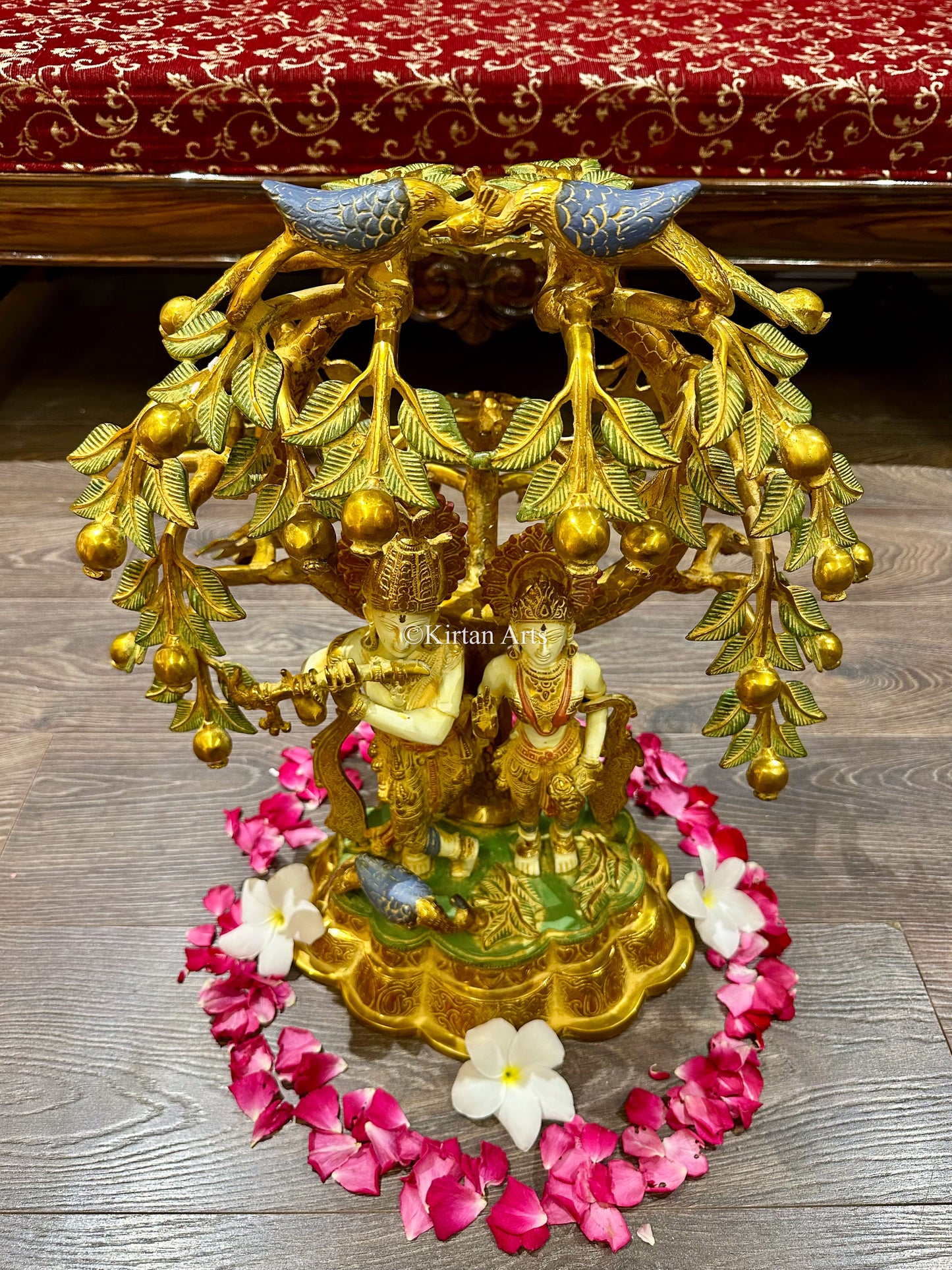 Brass RadhaKrishna | Kadamba Tree | Festive Colours | 21"