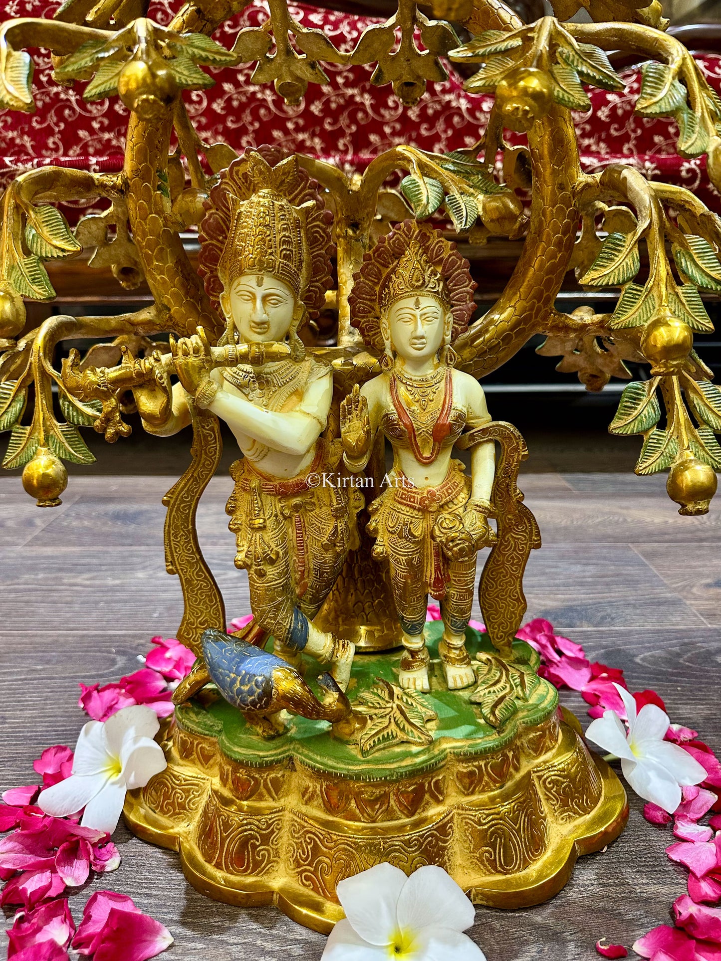 Brass RadhaKrishna | Kadamba Tree | Festive Colours | 21"