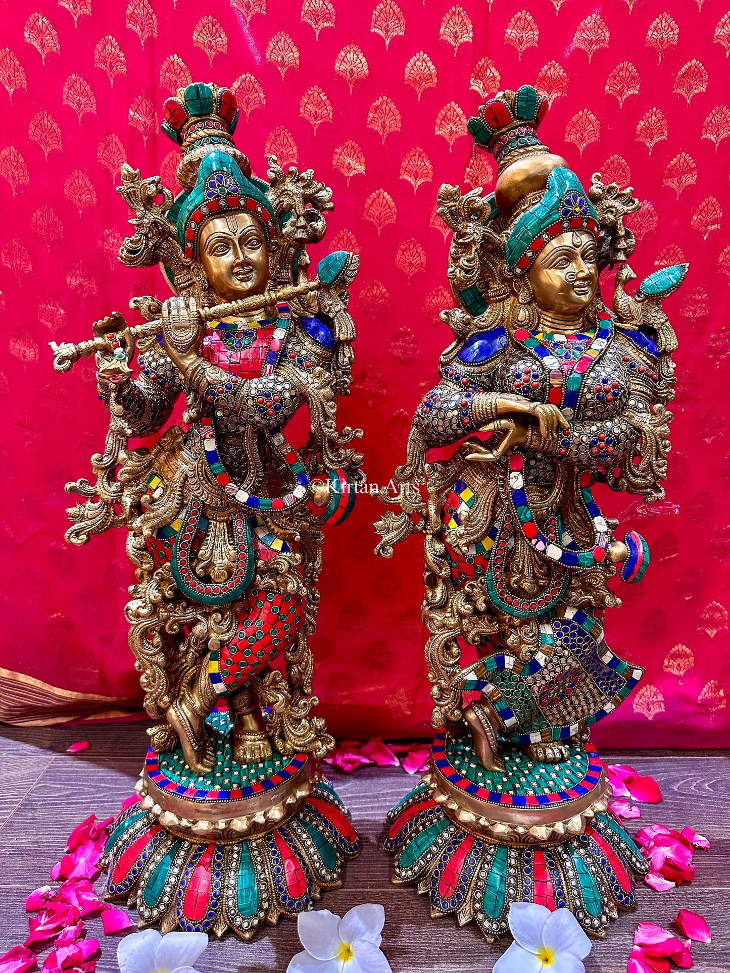 Brass RadhaKrishna Set | Meenakari Work | 29"