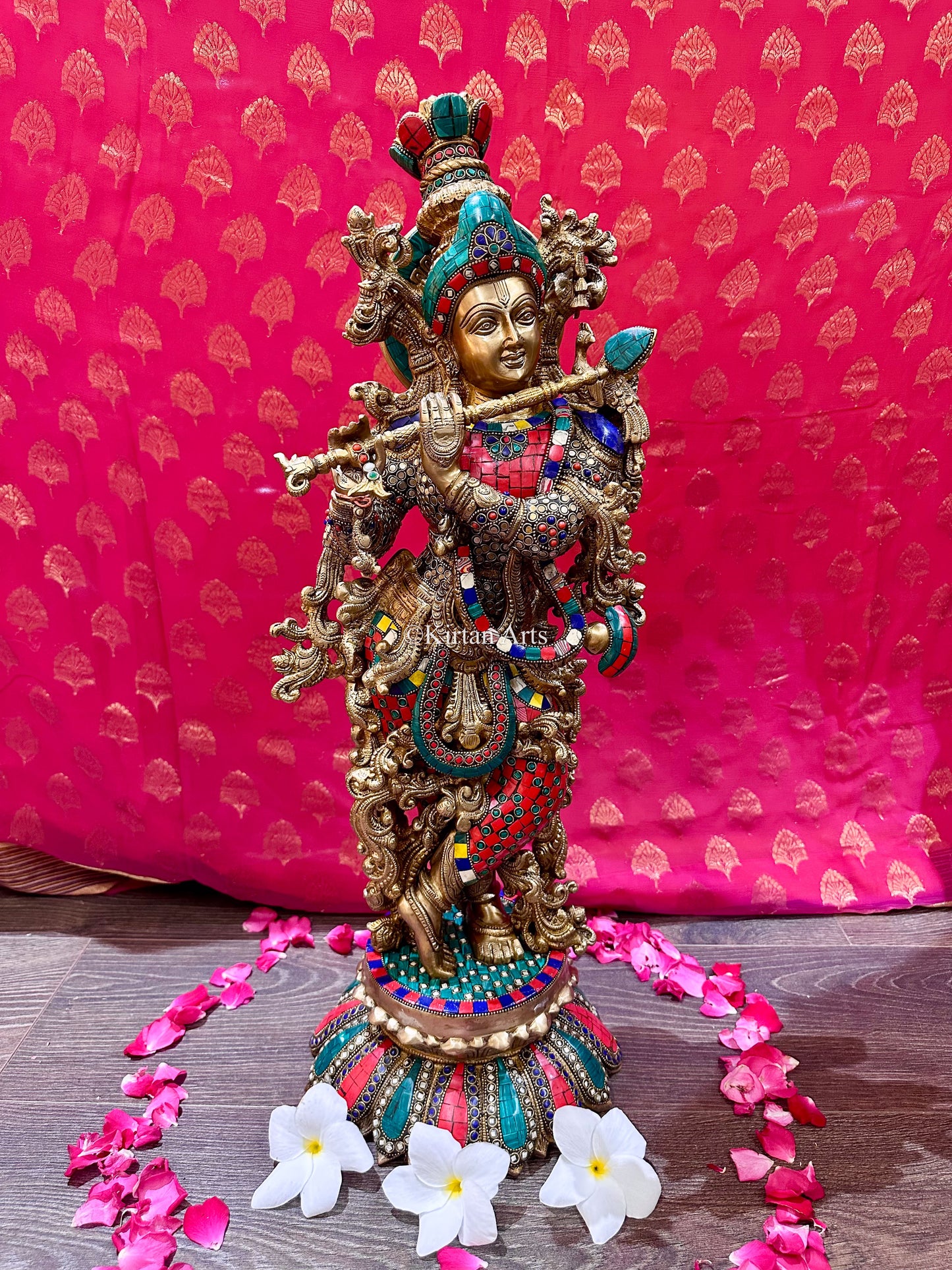 Brass RadhaKrishna Set | Meenakari Work | 29"