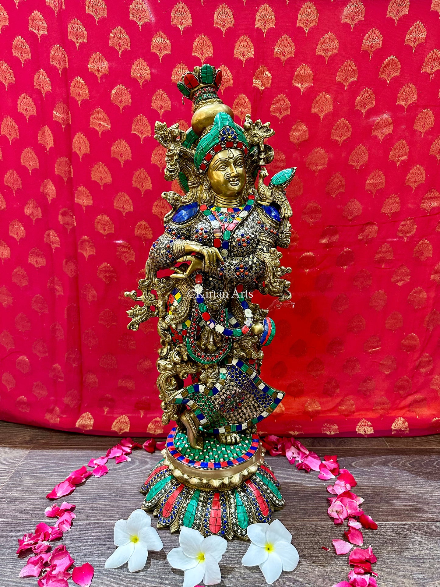 Brass RadhaKrishna Set | Meenakari Work | 29"