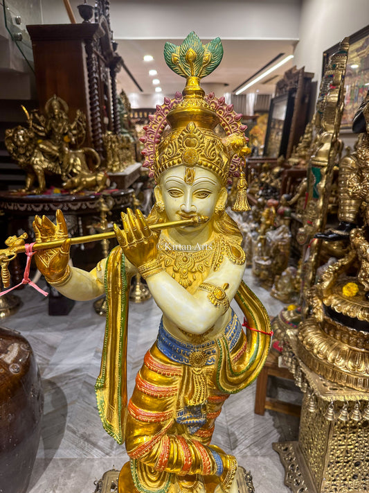 Lord Krishna w Flute, Festive Colours | 3ft
