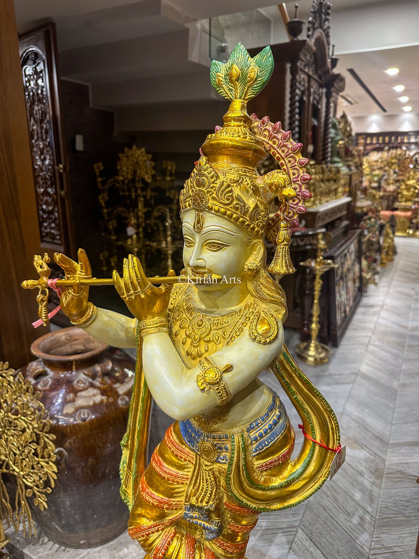Lord Krishna w Flute, Festive Colours | 3ft