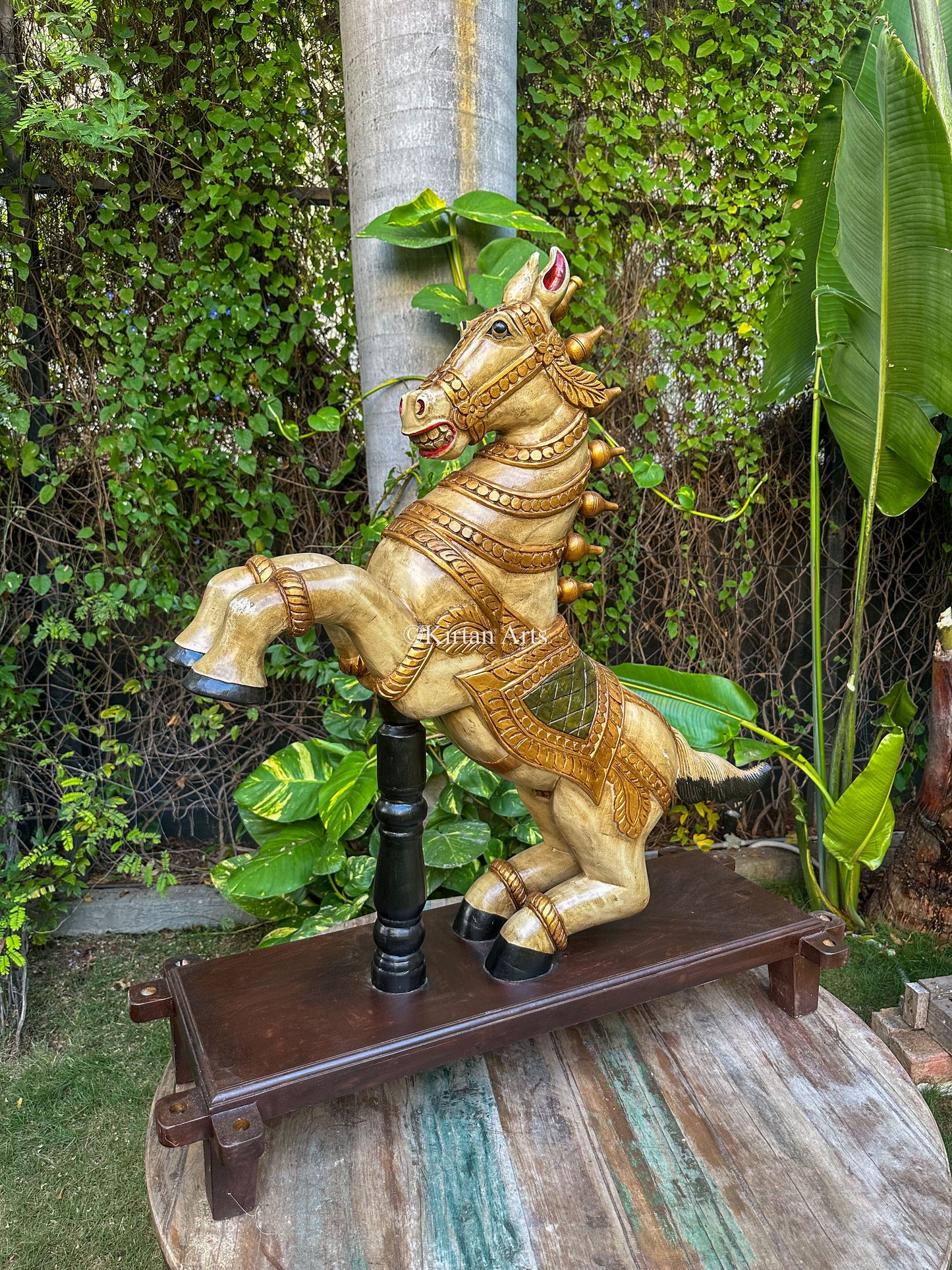 Wooden Horse | White and Gold Hues | 41"