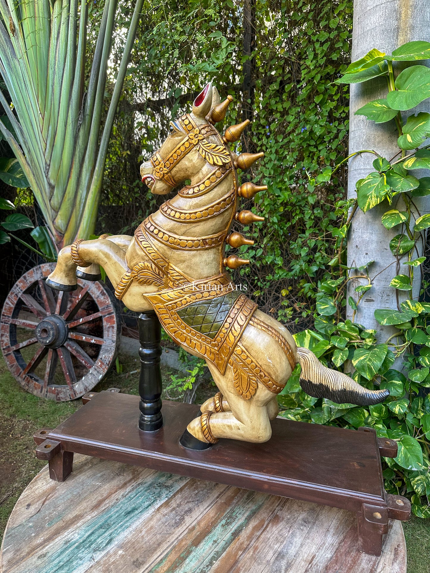 Wooden Horse | White and Gold Hues | 41"