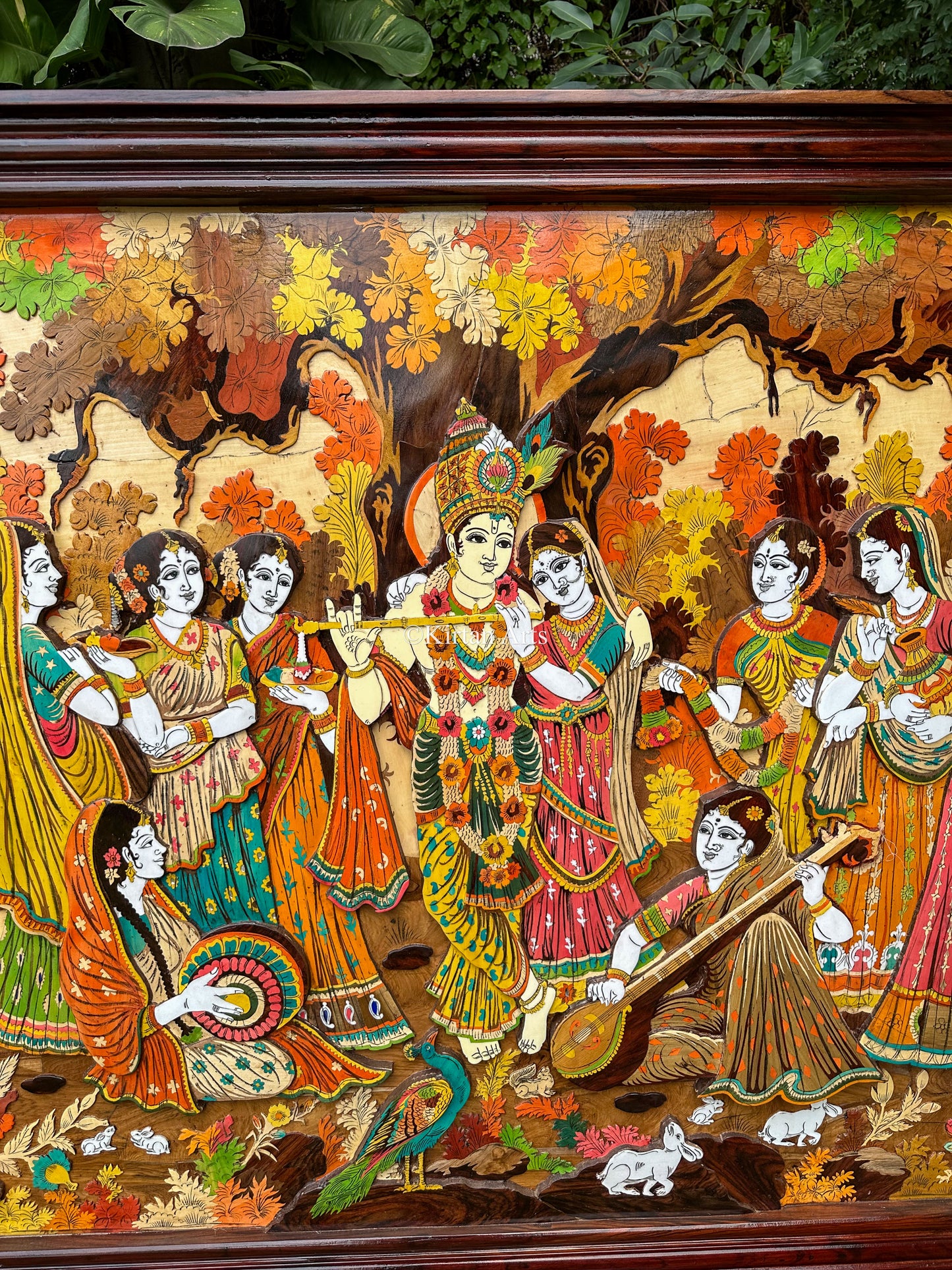 RadhaKrishna Rosewood Panel | 8x4 ft | 3D Embossed Artwork