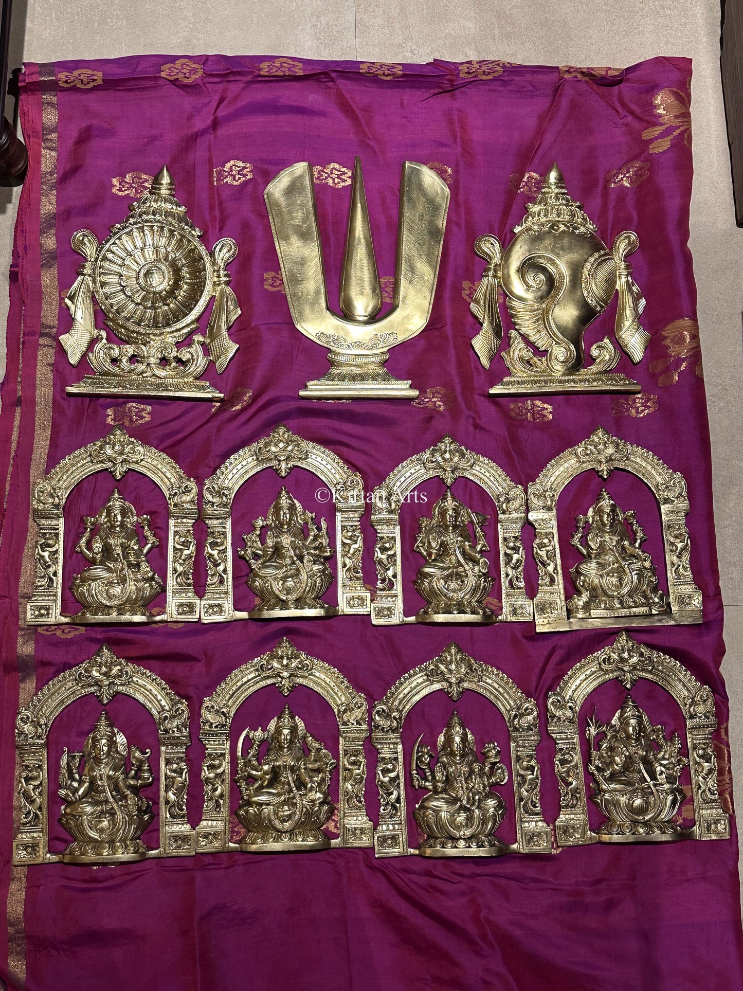 Bronze Ashtalakshmi/Balaji Pooja Room Frames Set