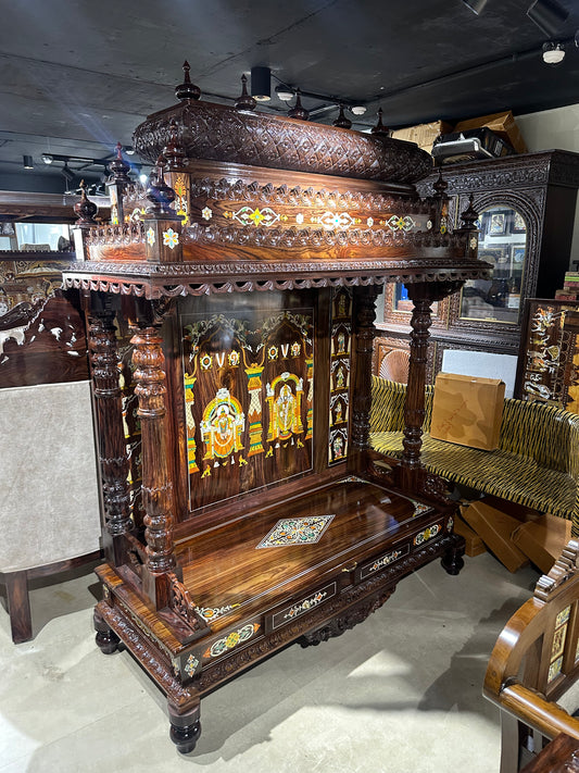 Rosewood Mandir Hand Carved 5x2ft