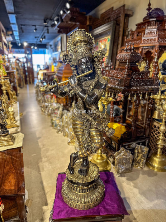 Handcrafted Brass Large Krishna Statue | 46 Inches | Superfine