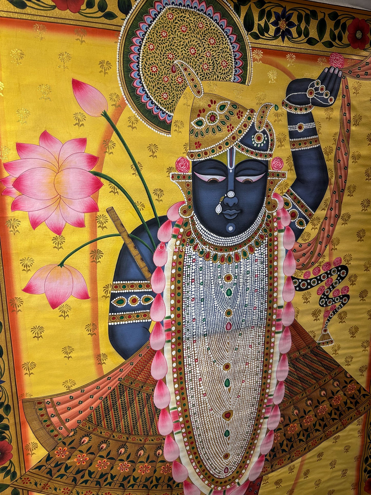 Shrinathji Pichwai Painting | 4x3 ft | Yellow Background