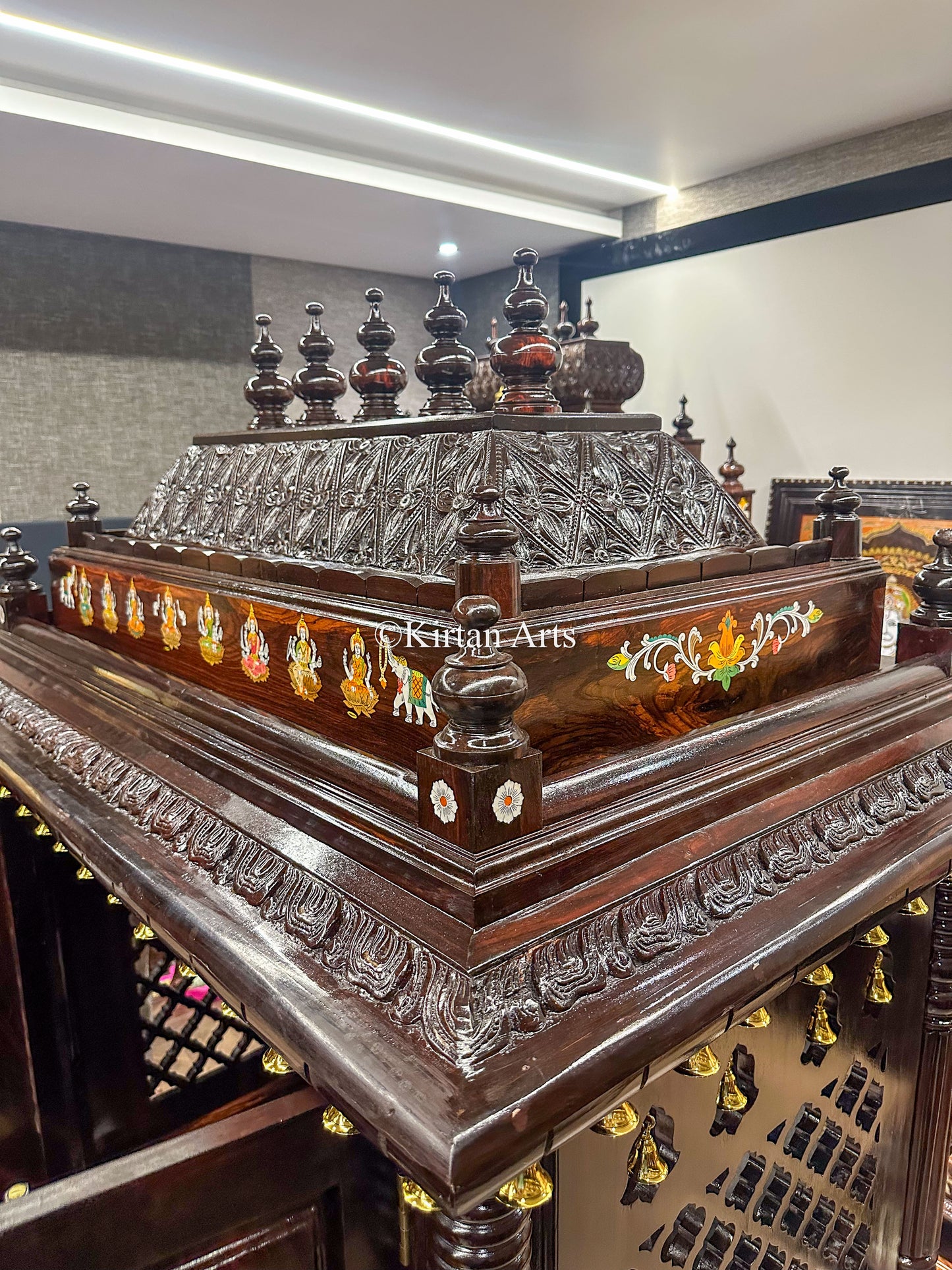 Rosewood Puja Mandir | Doors and Storage | 6.5x4x2 ft