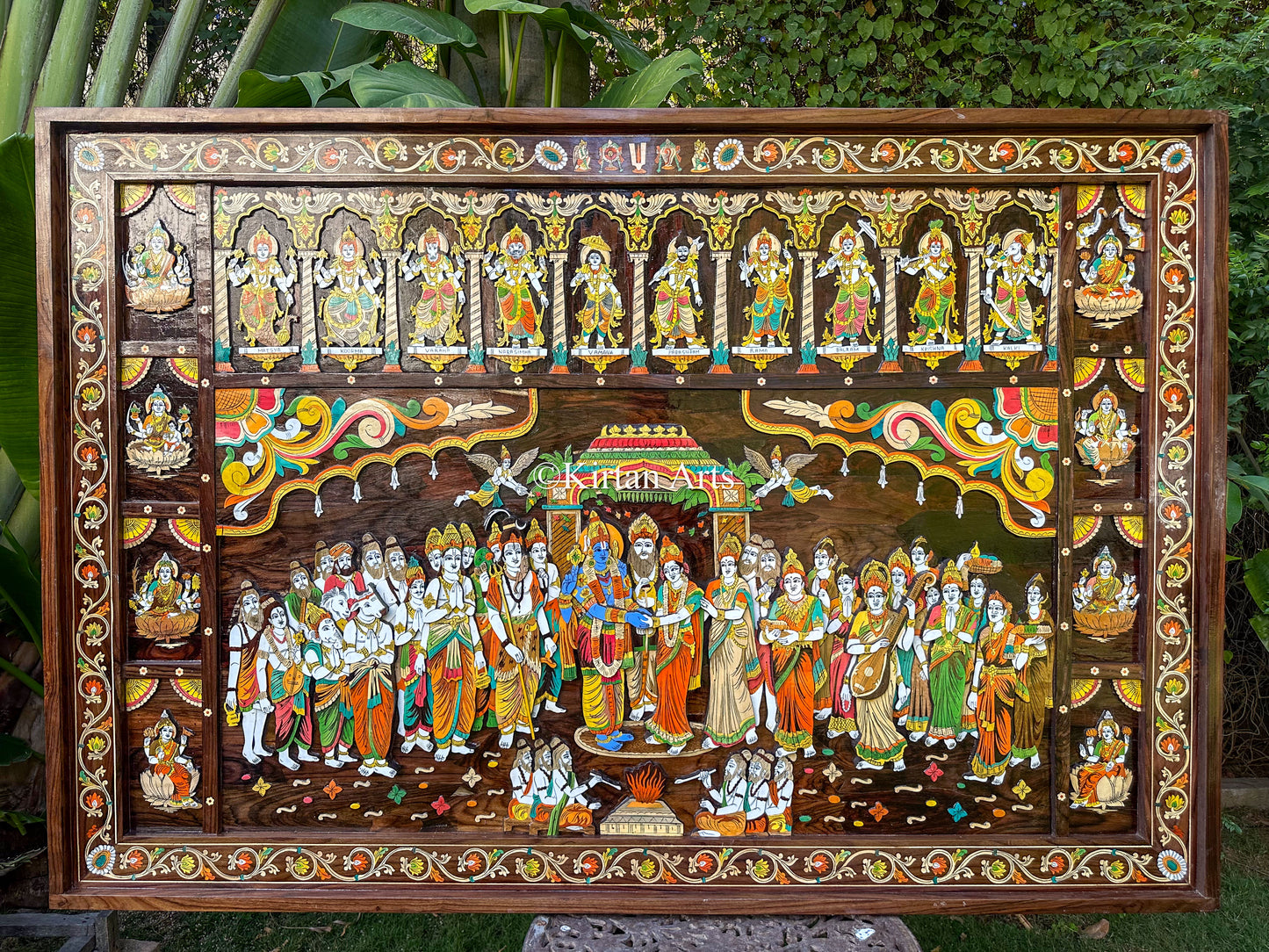 Srinivasa Kalyanam Rosewood Panel | 6x4 ft | Ashtalakshmi & Dasavtar