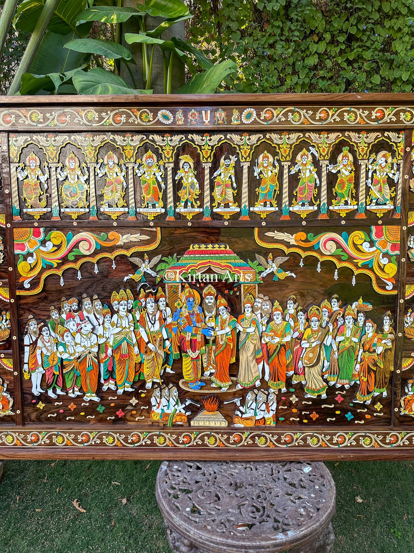 Srinivasa Kalyanam Rosewood Panel | 6x4 ft | Ashtalakshmi & Dasavtar