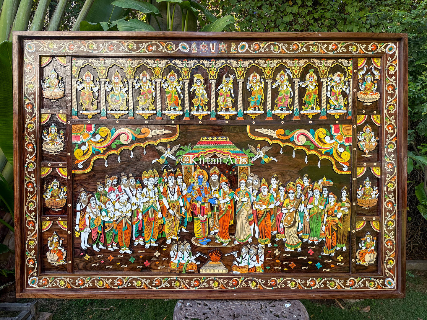 Srinivasa Kalyanam Rosewood Panel | 6x4 ft | Ashtalakshmi & Dasavtar