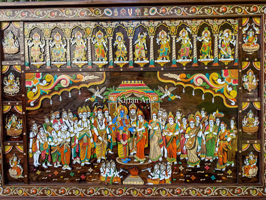 Srinivasa Kalyanam Rosewood Panel | 6x4 ft | Ashtalakshmi & Dasavtar