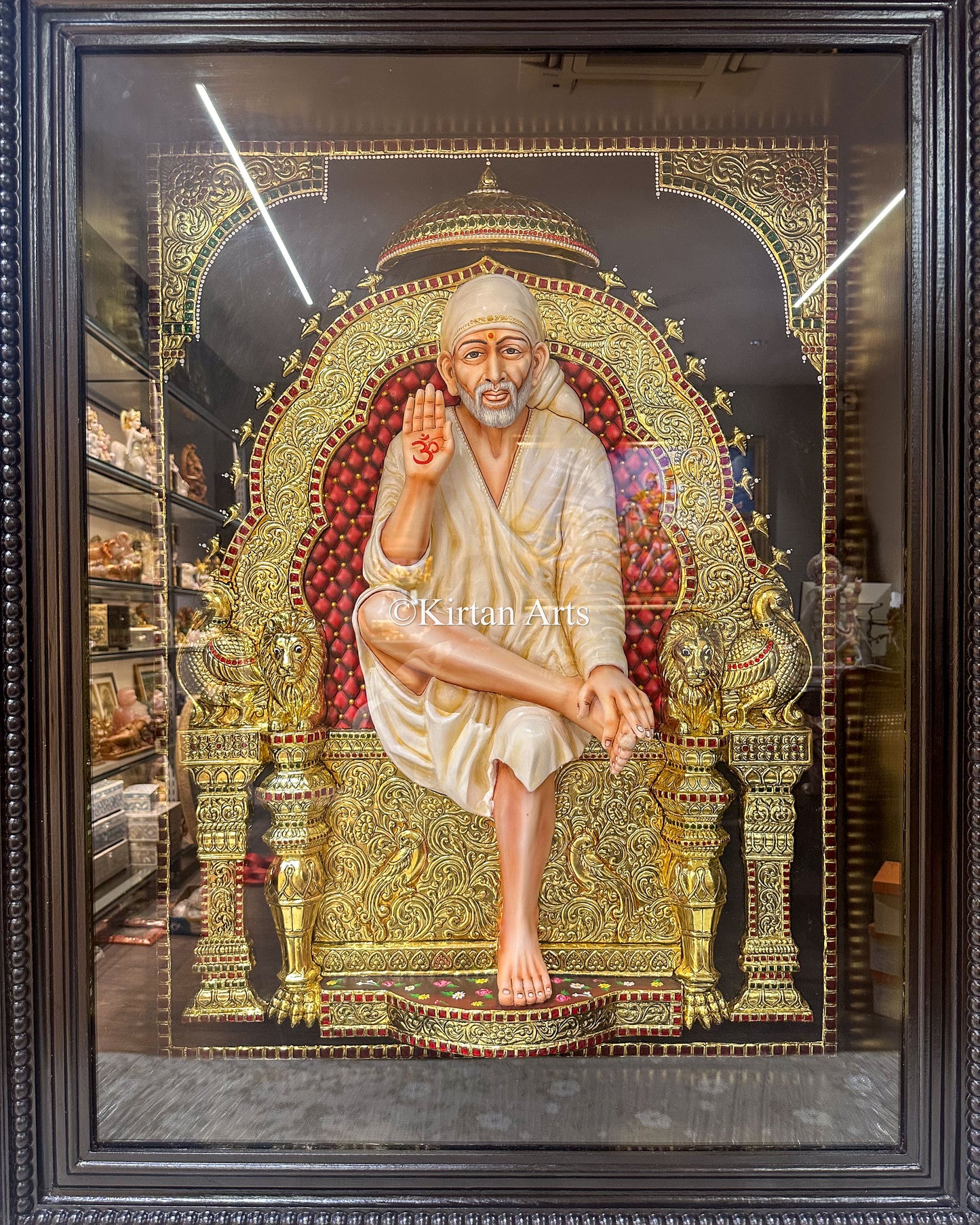 Shirdi Saibaba Tanjore Painting | 3D Embossed | 46"x36" | 22k Gold Leaf