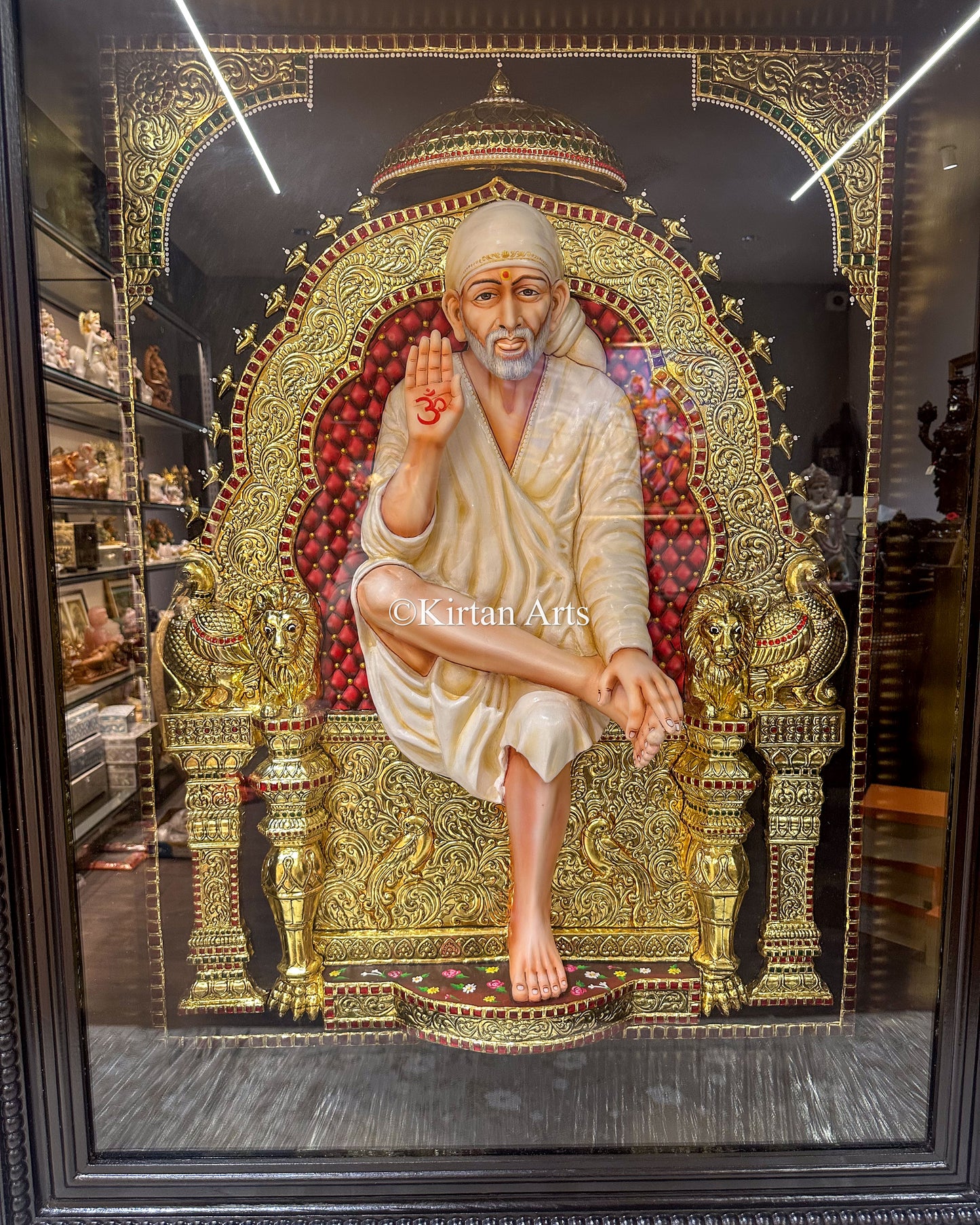 Shirdi Saibaba Tanjore Painting | 3D Embossed | 46"x36" | 22k Gold Leaf