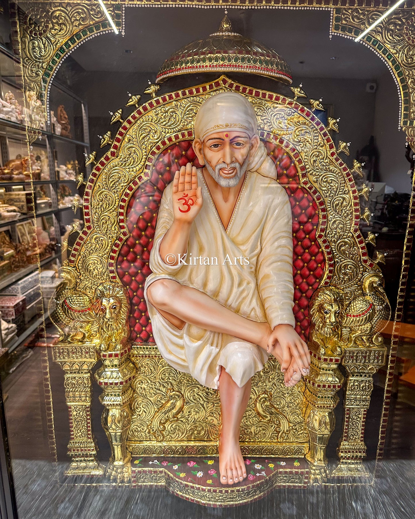 Shirdi Saibaba Tanjore Painting | 3D Embossed | 46"x36" | 22k Gold Leaf
