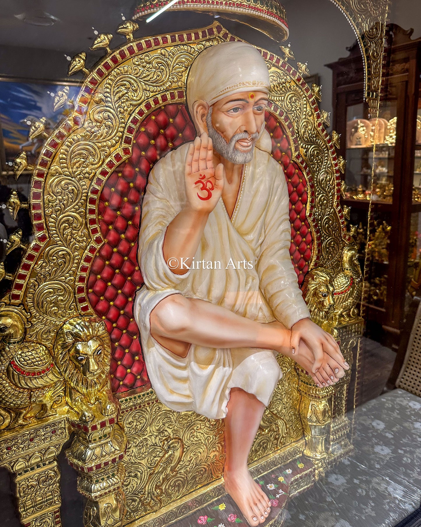 Shirdi Saibaba Tanjore Painting | 3D Embossed | 46"x36" | 22k Gold Leaf