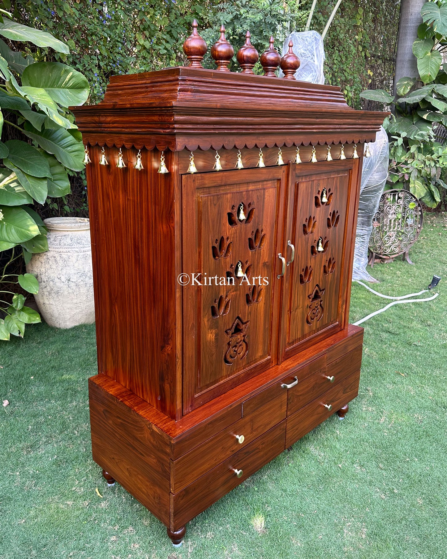 Teakwood Mandir with Pocket Doors | 5.6x4x2 ft | Customisable