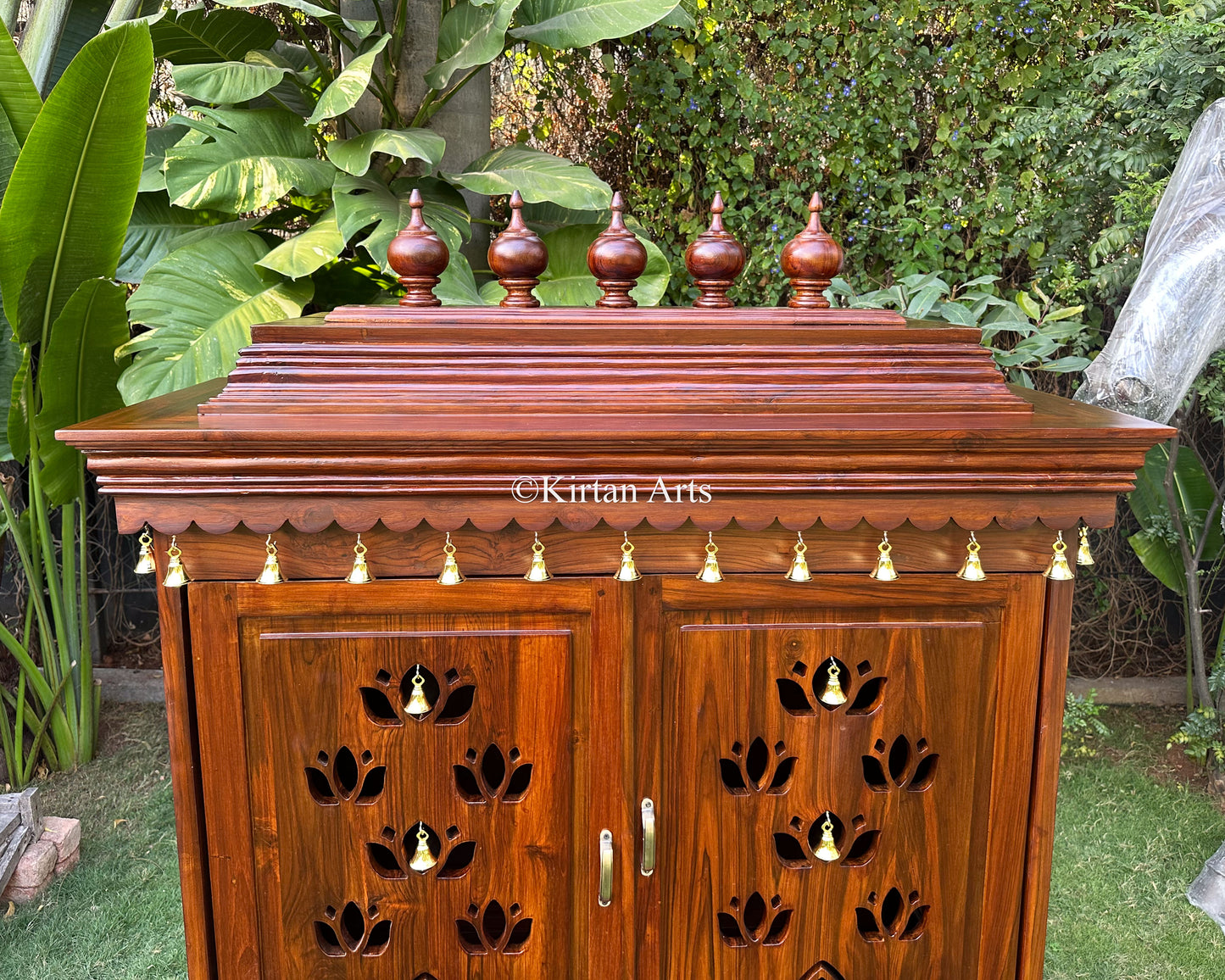 Teakwood Mandir with Pocket Doors | 5.6x4x2 ft | Customisable