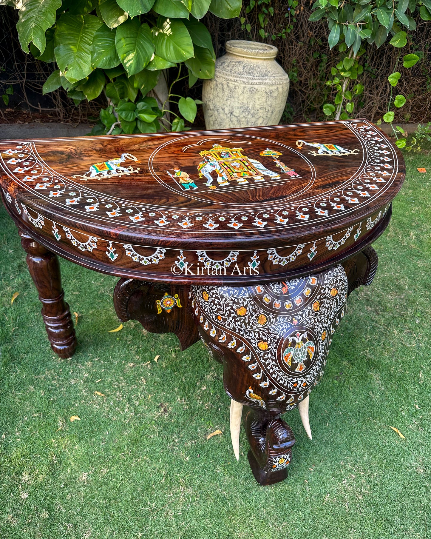 Rosewood Elephant Console Table | Large Size | Inlay Work | 48"