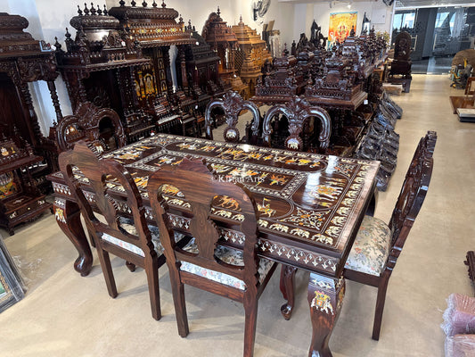 Rosewood 6 Seater Dining Table Set | 6x3.5 ft