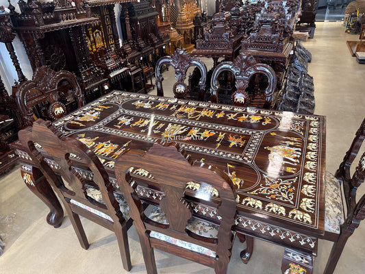 Rosewood 6 Seater Dining Table Set | 6x3.5 ft